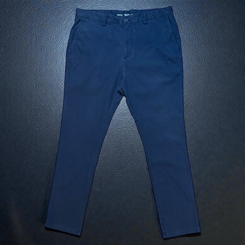 Old Navy Skinny Chinos Mens Navy Flat Front Preppy Work Stretch Pants Size 36/32